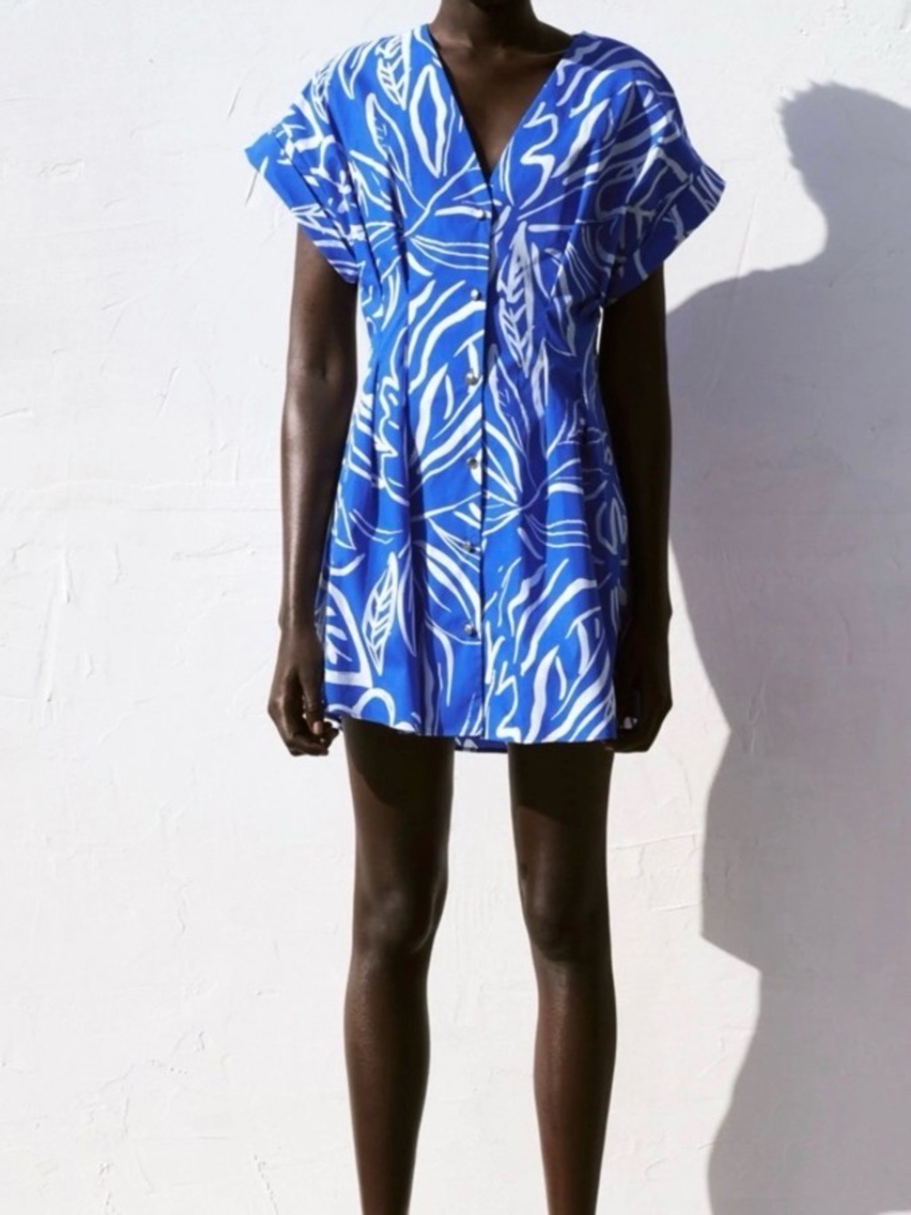 Zara Blue and White Printed Mini Dress